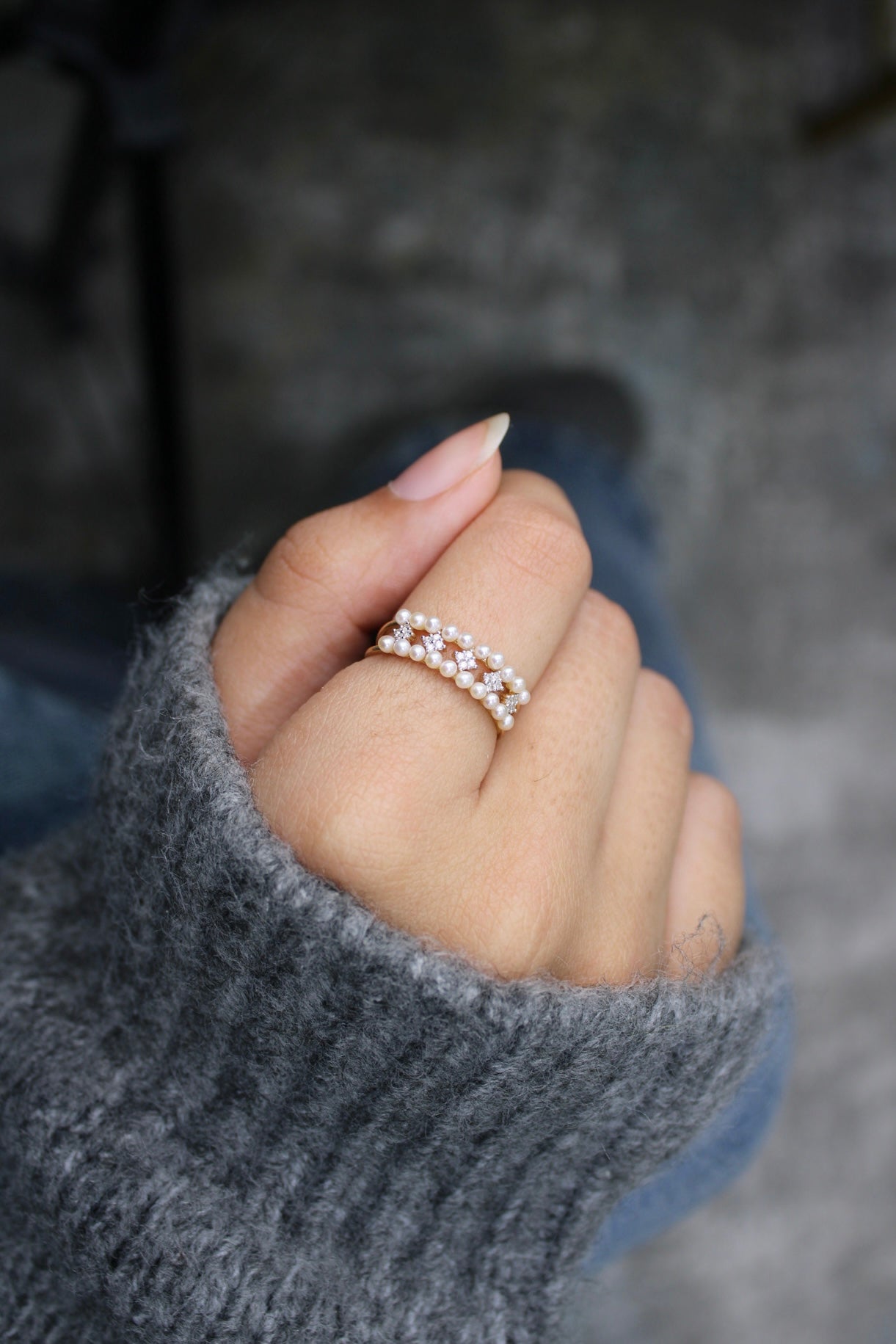 Double Pearl-Lined Ring