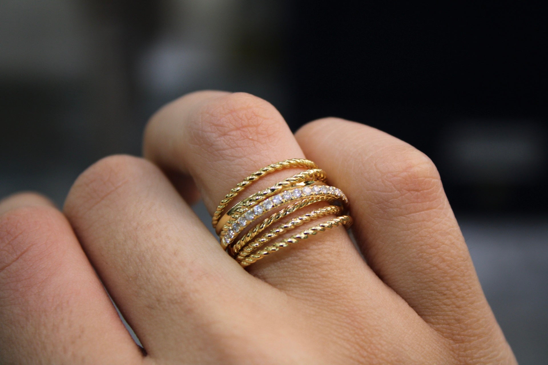 Multi-band Gold&Diamond Ring