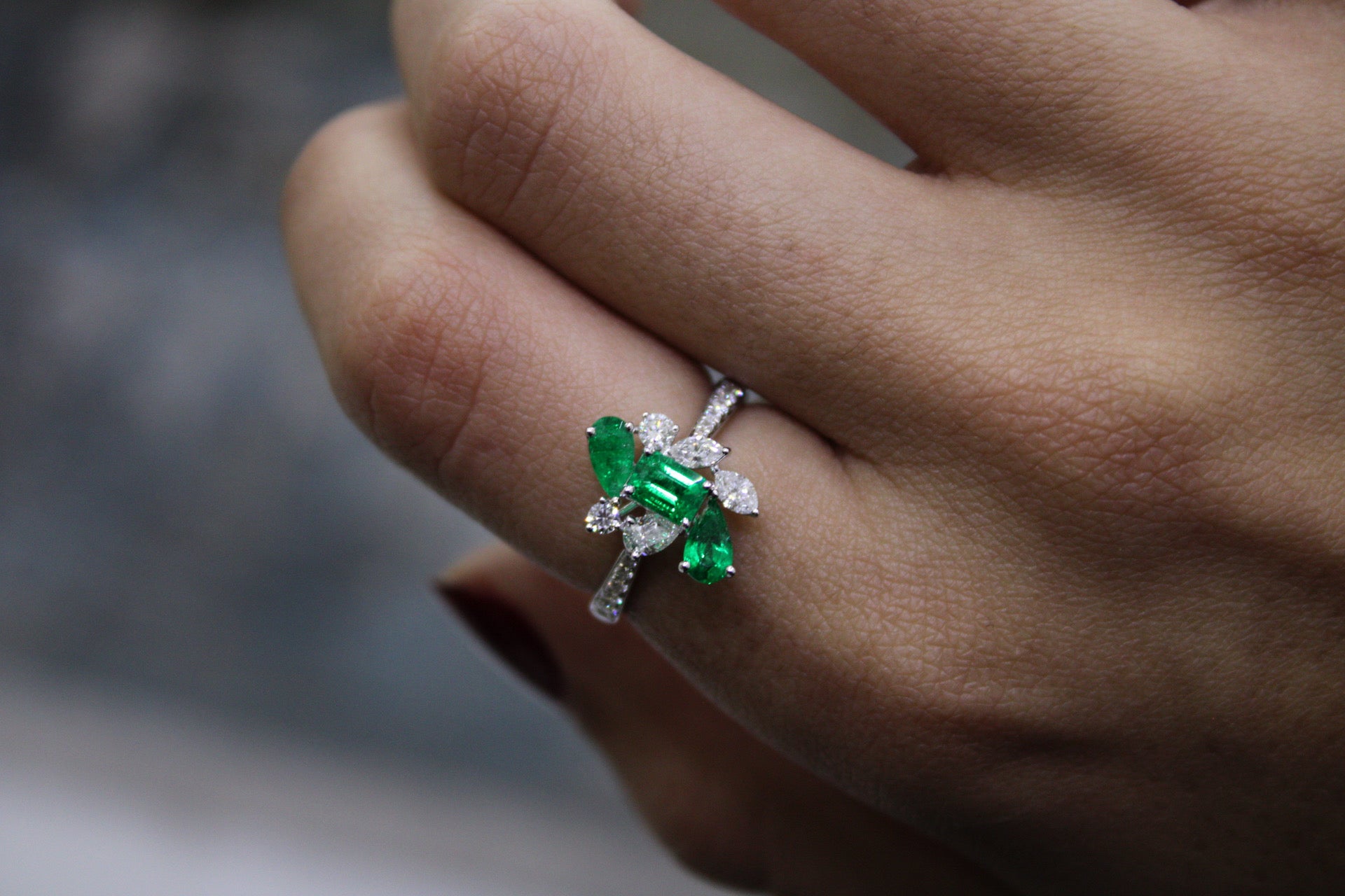 Assorted Shapes Emerald Ring