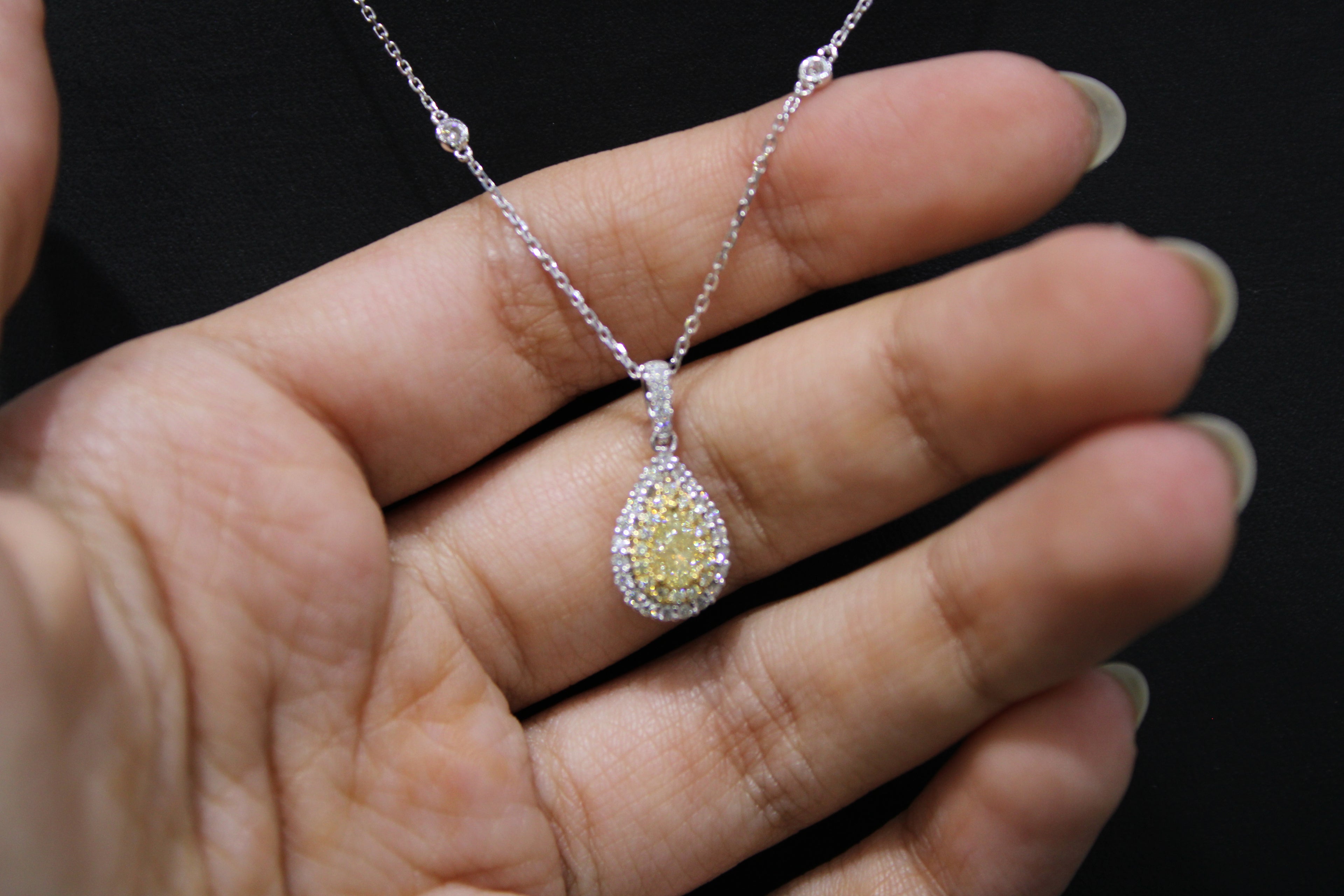 Teardrop Fancy Yellow Diamond Necklace