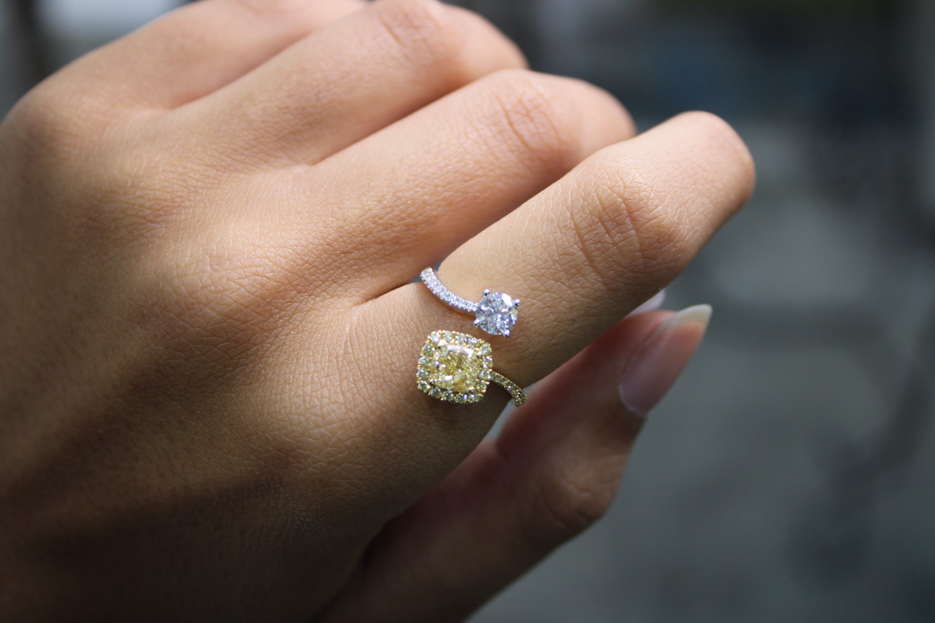Square Fancy Yellow Diamond Ring