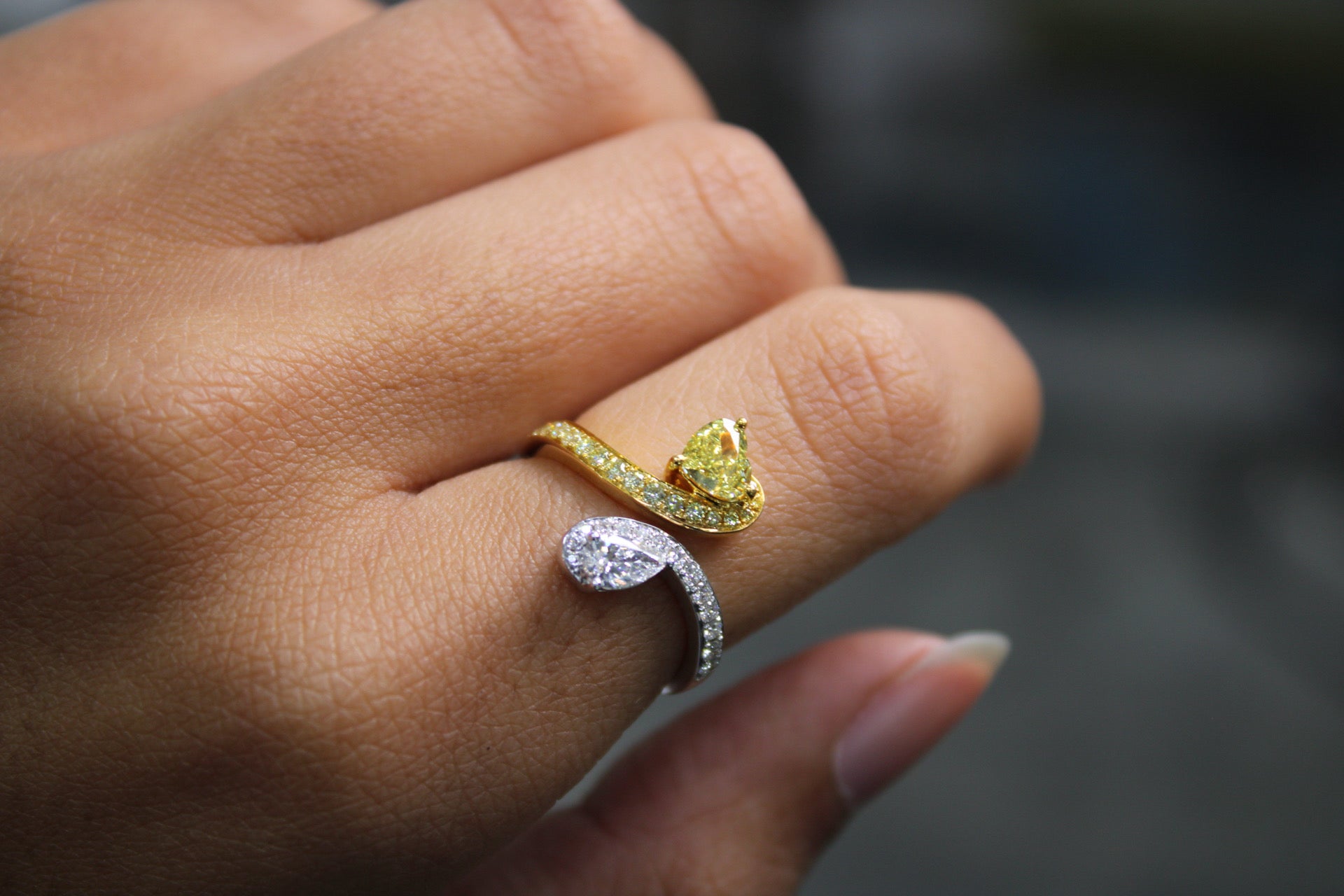 Marquise&Fancy Yellow Diamond Ring