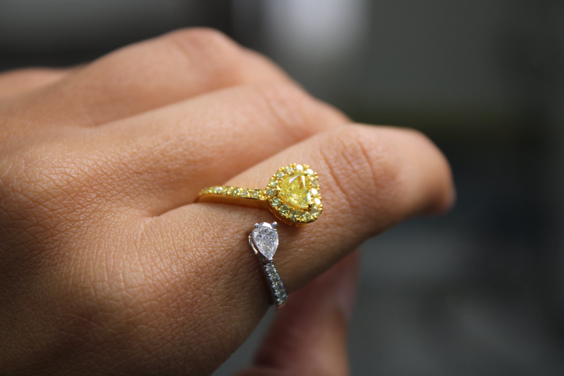 Heart Shaped Fancy Yellow Diamond Ring