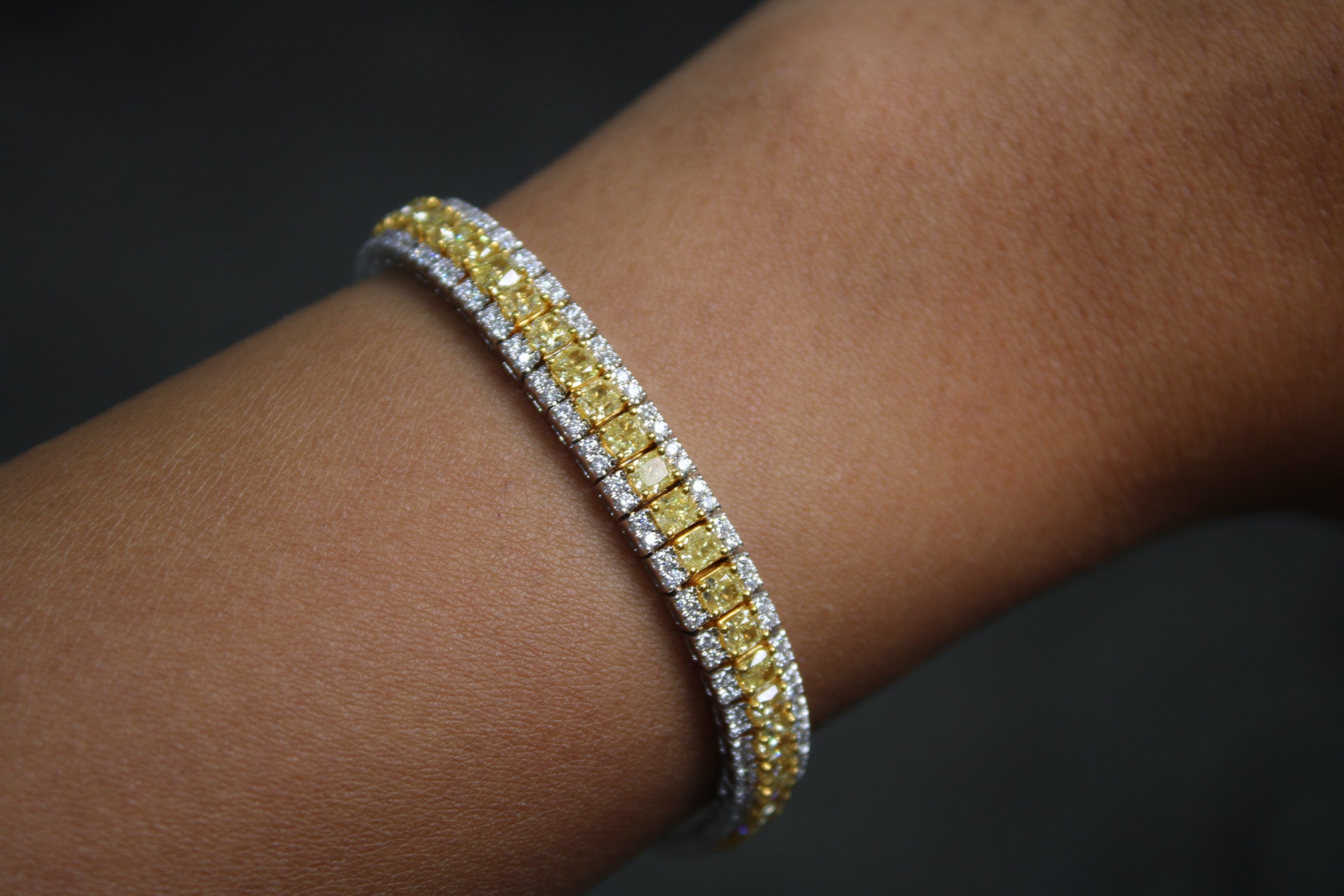 Square Fancy Yellow Diamond Bracelet