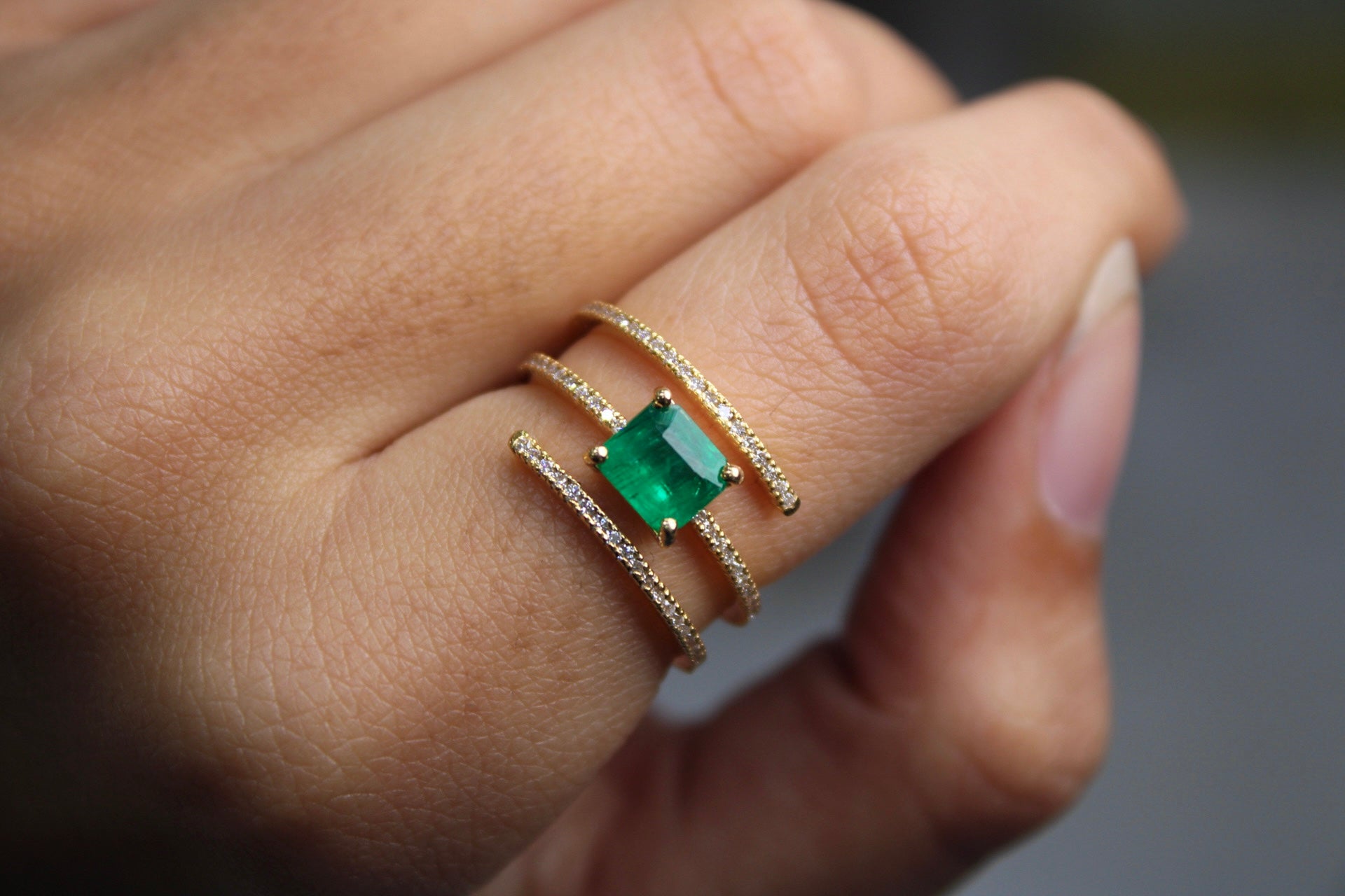 3-Layer Emerald Ring