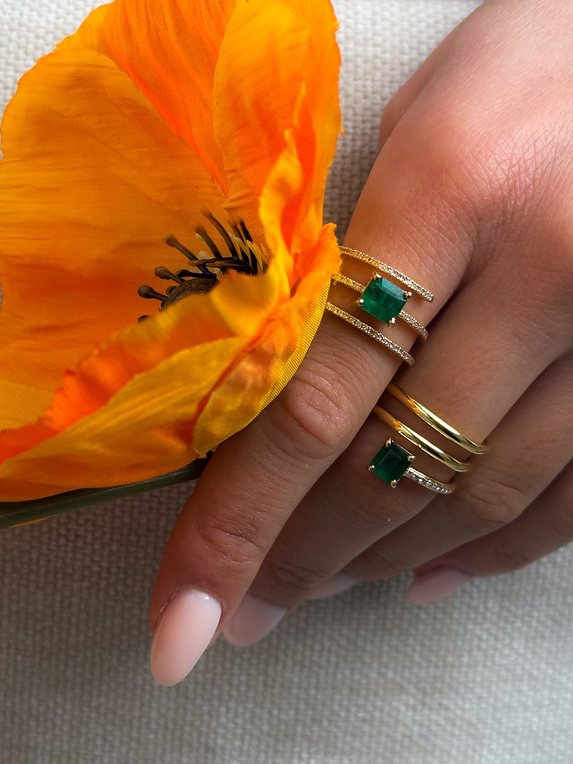 3-Layer Emerald Ring