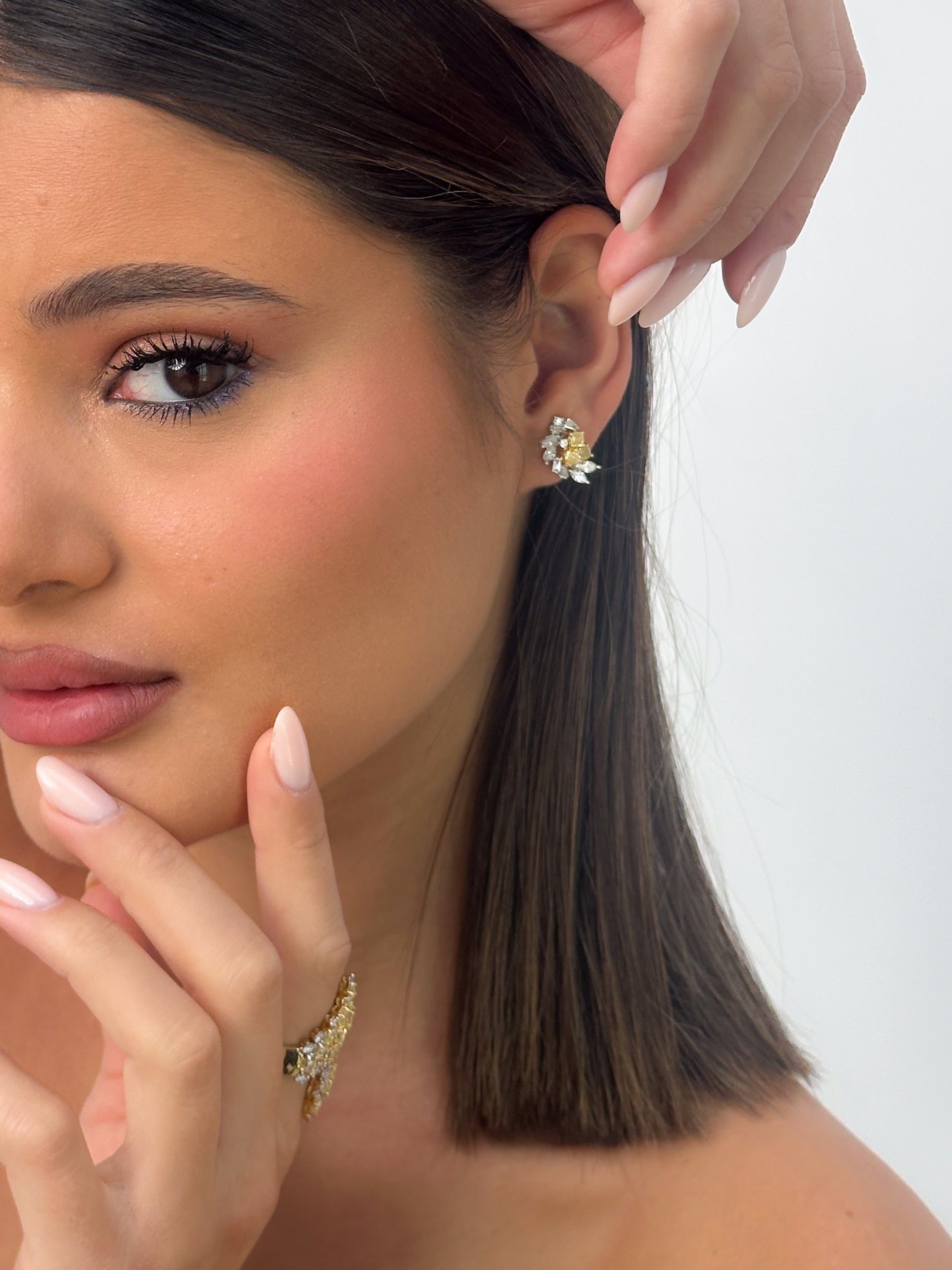 Mix Shapes Fancy Yellow Earrings