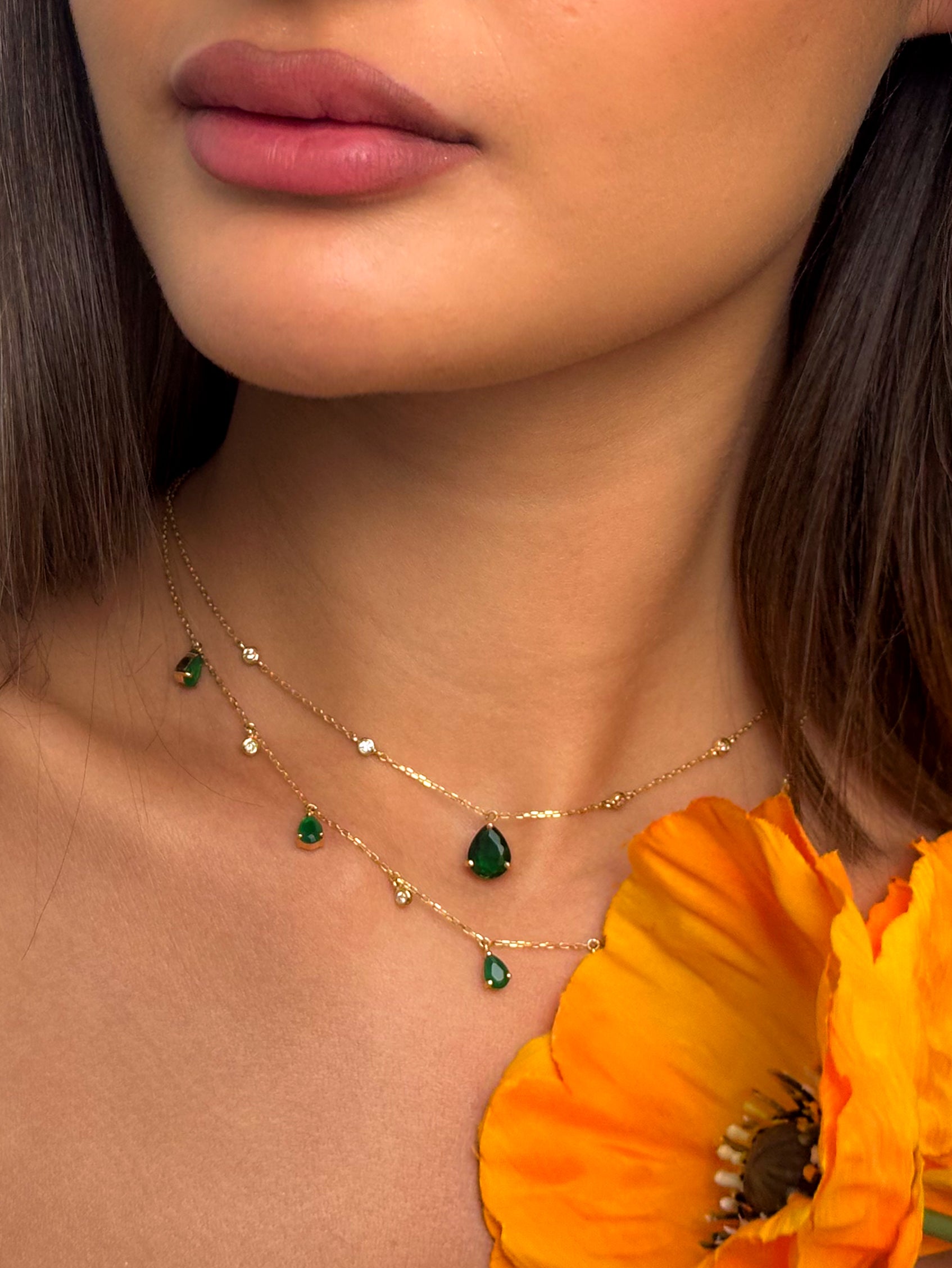 Studded Emerald Necklace