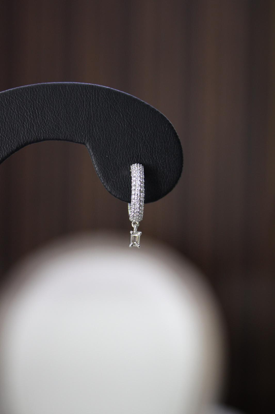 Small Diamond Hoops with hanging solitaire